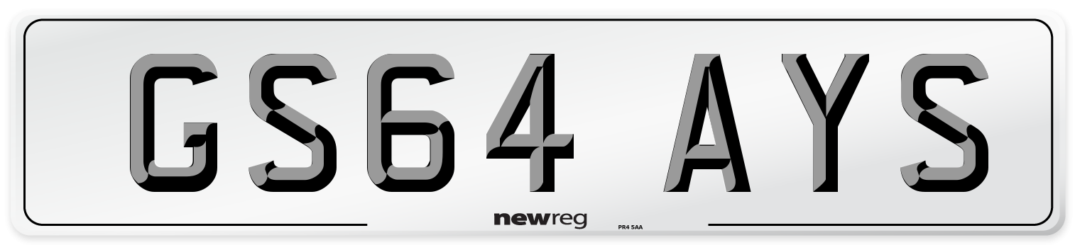 GS64 AYS Number Plate from New Reg
